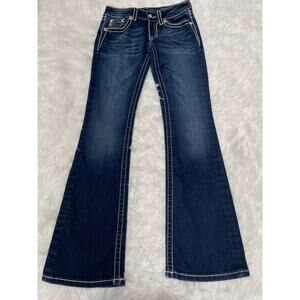 Miss Me Boot Cut Jeans Size 27 Bling Flap Pocket Sequin Embroidered Embellished